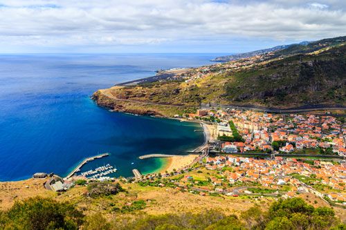 Aerial view of the village of Machico, Madeira